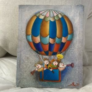 Artist Signed Oil On Canvas Of Hot Air Balloon